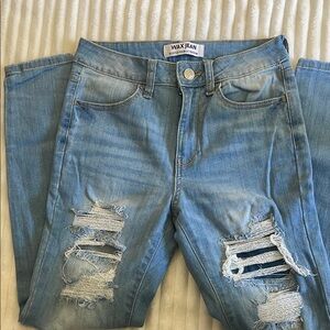 Wax Jean Blue Skinny Distressed Denim